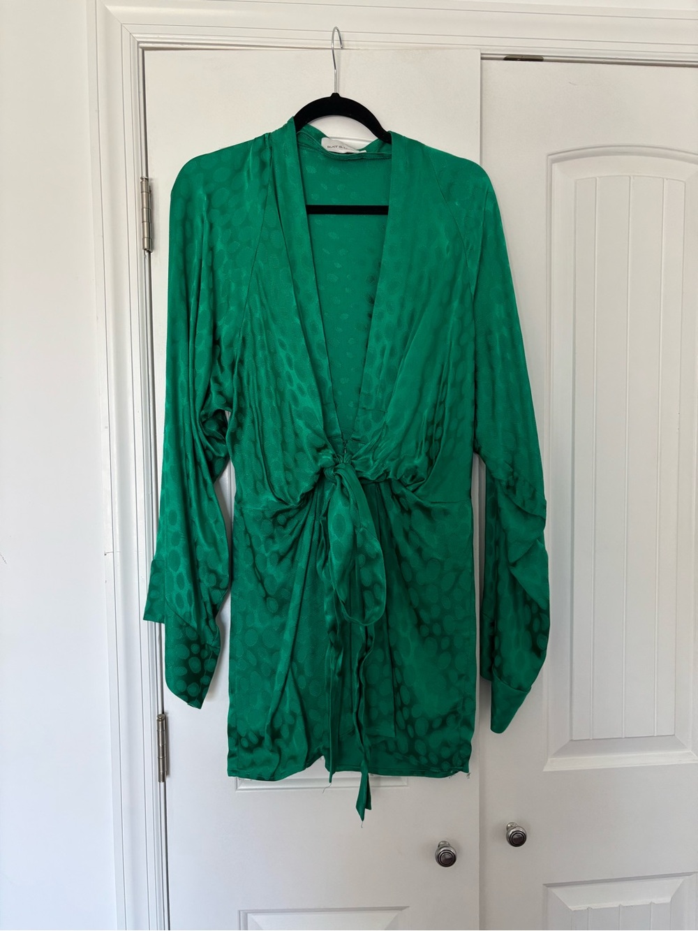 Rat & Boa Emerald Green Satin Tie-Front Mini Dress